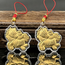 Load image into Gallery viewer, 1PC 2026 Zodiac Horse Imitation Gold Foil Lucky Charm Keychain Phone Chain Key Ring Souvenir New Year Wealth Gift
