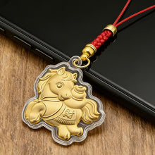 Load image into Gallery viewer, 1PC 2026 Zodiac Horse Imitation Gold Foil Lucky Charm Keychain Phone Chain Key Ring Souvenir New Year Wealth Gift
