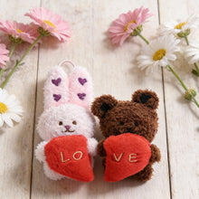 Load image into Gallery viewer, New Scented Couple Bear Rabbit Plush Keychain Cute Heart Doll Pendant Sweet Lover Bag Hanging Decoration Gift
