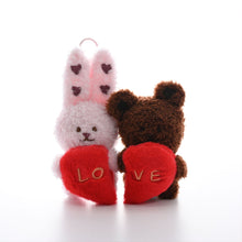 Load image into Gallery viewer, New Scented Couple Bear Rabbit Plush Keychain Cute Heart Doll Pendant Sweet Lover Bag Hanging Decoration Gift
