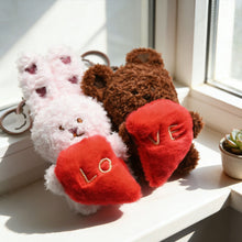 Load image into Gallery viewer, New Scented Couple Bear Rabbit Plush Keychain Cute Heart Doll Pendant Sweet Lover Bag Hanging Decoration Gift
