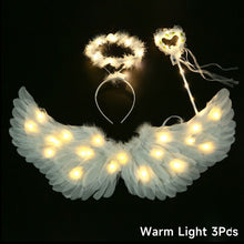 Load image into Gallery viewer, Children Luminous Feather Angel Wing Halo Fairy Wand Set LED Light Up Costume For Kids Christmas Stage Performance
