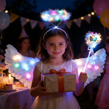 Load image into Gallery viewer, Children Luminous Feather Angel Wing Halo Fairy Wand Set LED Light Up Costume For Kids Christmas Stage Performance
