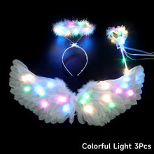 Load image into Gallery viewer, Children Luminous Feather Angel Wing Halo Fairy Wand Set LED Light Up Costume For Kids Christmas Stage Performance
