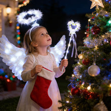 Load image into Gallery viewer, Children Luminous Feather Angel Wing Halo Fairy Wand Set LED Light Up Costume For Kids Christmas Stage Performance
