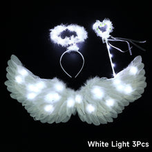 Load image into Gallery viewer, Children Luminous Feather Angel Wing Halo Fairy Wand Set LED Light Up Costume For Kids Christmas Stage Performance
