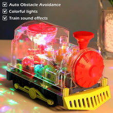 Load image into Gallery viewer, Electric Gear Train Toy For Kids Toddlers Baby Crawling Train With Light Sound Music Transparent Gear Early Educational Interactive Toy

