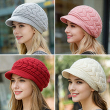 Load image into Gallery viewer, Retro Winter Warm Knit Hat For Women Double Soft Lining Wide Visor Brim High Elastic Slouchy Beanie Fashion Ski Running Camping Cap

