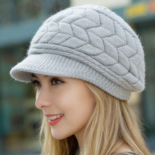 Load image into Gallery viewer, Retro Winter Warm Knit Hat For Women Double Soft Lining Wide Visor Brim High Elastic Slouchy Beanie Fashion Ski Running Camping Cap
