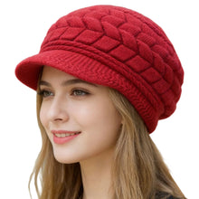 Load image into Gallery viewer, Retro Winter Warm Knit Hat For Women Double Soft Lining Wide Visor Brim High Elastic Slouchy Beanie Fashion Ski Running Camping Cap
