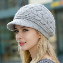 Load image into Gallery viewer, Retro Winter Warm Knit Hat For Women Double Soft Lining Wide Visor Brim High Elastic Slouchy Beanie Fashion Ski Running Camping Cap
