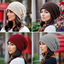 Load image into Gallery viewer, Winter Windproof Chunky Knit Slouchy Beanie Hat Stretch Skull Cap Outdoor Ski Baggy Cap For Women Men
