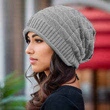Load image into Gallery viewer, Winter Windproof Chunky Knit Slouchy Beanie Hat Stretch Skull Cap Outdoor Ski Baggy Cap For Women Men
