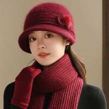 Load image into Gallery viewer, Women Winter Mom Hat Warm Knitted Lined Bucket Cap Foldable Short Brim Travel Friendly Outdoor Casual Hat
