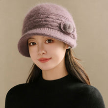 Load image into Gallery viewer, Women Winter Mom Hat Warm Knitted Lined Bucket Cap Foldable Short Brim Travel Friendly Outdoor Casual Hat
