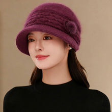 Load image into Gallery viewer, Women Winter Mom Hat Warm Knitted Lined Bucket Cap Foldable Short Brim Travel Friendly Outdoor Casual Hat
