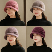 Load image into Gallery viewer, Women Winter Mom Hat Warm Knitted Lined Bucket Cap Foldable Short Brim Travel Friendly Outdoor Casual Hat
