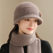 Load image into Gallery viewer, Women Winter Mom Hat Warm Knitted Lined Bucket Cap Foldable Short Brim Travel Friendly Outdoor Casual Hat
