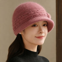 Load image into Gallery viewer, Women Winter Mom Hat Warm Knitted Lined Bucket Cap Foldable Short Brim Travel Friendly Outdoor Casual Hat

