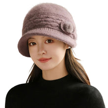 Load image into Gallery viewer, Women Winter Mom Hat Warm Knitted Lined Bucket Cap Foldable Short Brim Travel Friendly Outdoor Casual Hat
