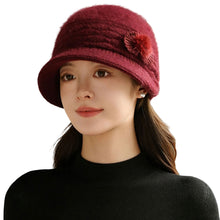 Load image into Gallery viewer, Women Winter Mom Hat Warm Knitted Lined Bucket Cap Foldable Short Brim Travel Friendly Outdoor Casual Hat
