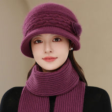 Load image into Gallery viewer, Women Winter Mom Hat Warm Knitted Lined Bucket Cap Foldable Short Brim Travel Friendly Outdoor Casual Hat
