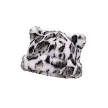 Load image into Gallery viewer, Winter Leopard Print Plush Hat Women Cute Cat Bear Ear Plush Bucket Beanie Retro Warm Ear Protection Fisherman Cap
