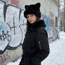 Load image into Gallery viewer, Winter Leopard Print Plush Hat Women Cute Cat Bear Ear Plush Bucket Beanie Retro Warm Ear Protection Fisherman Cap
