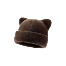 Load image into Gallery viewer, Winter Leopard Print Plush Hat Women Cute Cat Bear Ear Plush Bucket Beanie Retro Warm Ear Protection Fisherman Cap

