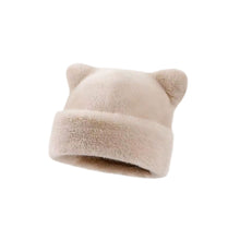 Load image into Gallery viewer, Winter Leopard Print Plush Hat Women Cute Cat Bear Ear Plush Bucket Beanie Retro Warm Ear Protection Fisherman Cap
