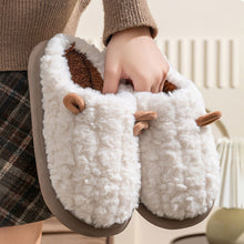 Load image into Gallery viewer, Winter Warm Cute Cartoon Plush Slippers Closed Toe Non Slip Thick Sole Fuzzy Fur Cotton Indoor Bedroom House Shoes For Women Men
