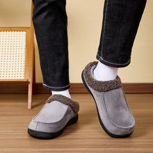 Load image into Gallery viewer, Men Winter Warm Suede Fuzzy Plush Slippers Memory Foam Cushion Non Slip Durable TPR Sole Indoor Outdoor Comfortable House Shoes
