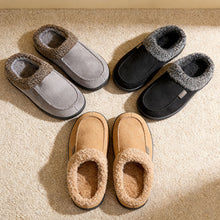 Load image into Gallery viewer, Men Winter Warm Suede Fuzzy Plush Slippers Memory Foam Cushion Non Slip Durable TPR Sole Indoor Outdoor Comfortable House Shoes
