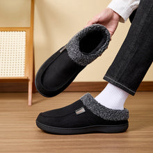 Load image into Gallery viewer, Men Winter Warm Suede Fuzzy Plush Slippers Memory Foam Cushion Non Slip Durable TPR Sole Indoor Outdoor Comfortable House Shoes
