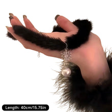 Load image into Gallery viewer, Women Sexy Elegant Plush Velvet Choker Snowflake Pearl Feather Tassel Necklace Fashion Clavicle Collarbone Chain Party Club Wedding Holiday Jewelry
