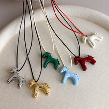Load image into Gallery viewer, Lucky Running Horse Pendant Necklace Gold Plated Colorful Enamel Drop Glazed Pony Chain For Women Men Party Wedding Casual Hoodie Jewelry Gift
