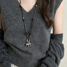 Load image into Gallery viewer, Ins Fashion Tassel Horse Pendant Necklace Minimalist Metallic Cartoon Flower Long Adjustable Sweater Chain Silver Plated Snake Wax Rope Choker For Women Party Travel Accessory
