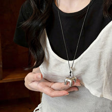 Load image into Gallery viewer, Ins Fashion Tassel Horse Pendant Necklace Minimalist Metallic Cartoon Flower Long Adjustable Sweater Chain Silver Plated Snake Wax Rope Choker For Women Party Travel Accessory
