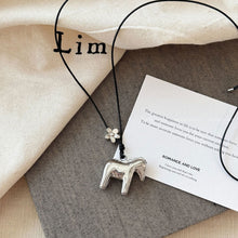 Load image into Gallery viewer, Ins Fashion Tassel Horse Pendant Necklace Minimalist Metallic Cartoon Flower Long Adjustable Sweater Chain Silver Plated Snake Wax Rope Choker For Women Party Travel Accessory
