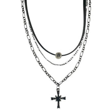 Load image into Gallery viewer, Personalized Gothic Punk Y2K Vintage Star Heart Black Cross Pendant Double Layer Multi Layer Bead Chain Necklace For Men Women Lovers Rock Party Grunge EMO Fashion Trend Charm Jewelry
