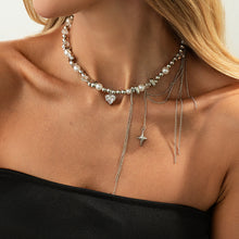 Load image into Gallery viewer, Sweet Cool Tassel Heart Pendant Necklace Faux Pearl Chain Minimalist Collarbone Chain Choker Niche Design Fashion Jewelry For Women Girls Y2K Gothic Banquet Gift
