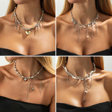 Load image into Gallery viewer, Sweet Cool Tassel Heart Pendant Necklace Faux Pearl Chain Minimalist Collarbone Chain Choker Niche Design Fashion Jewelry For Women Girls Y2K Gothic Banquet Gift
