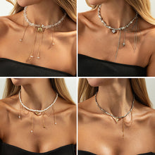 Load image into Gallery viewer, Sweet Cool Tassel Heart Pendant Necklace Faux Pearl Chain Minimalist Collarbone Chain Choker Niche Design Fashion Jewelry For Women Girls Y2K Gothic Banquet Gift

