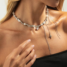 Load image into Gallery viewer, Sweet Cool Tassel Heart Pendant Necklace Faux Pearl Chain Minimalist Collarbone Chain Choker Niche Design Fashion Jewelry For Women Girls Y2K Gothic Banquet Gift
