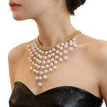 Load image into Gallery viewer, Trendy Vintage Multi Layer Long Pearl Tassel Necklace Imitation Pearl Bead Exaggerated Elegant Collarbone Chain Choker For Women Party Wedding Jewelry Gift
