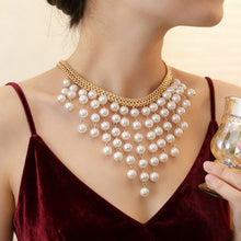 Load image into Gallery viewer, Trendy Vintage Multi Layer Long Pearl Tassel Necklace Imitation Pearl Bead Exaggerated Elegant Collarbone Chain Choker For Women Party Wedding Jewelry Gift
