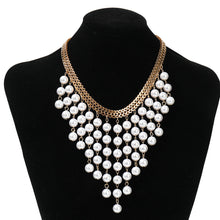Load image into Gallery viewer, Trendy Vintage Multi Layer Long Pearl Tassel Necklace Imitation Pearl Bead Exaggerated Elegant Collarbone Chain Choker For Women Party Wedding Jewelry Gift
