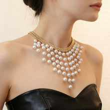 Load image into Gallery viewer, Trendy Vintage Multi Layer Long Pearl Tassel Necklace Imitation Pearl Bead Exaggerated Elegant Collarbone Chain Choker For Women Party Wedding Jewelry Gift
