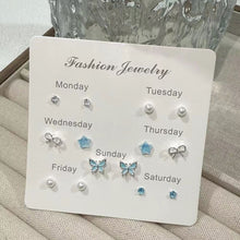 Load image into Gallery viewer, 7Pcs Set New Cute Butterfly Star Pearl Stud Earring Exquisite Mini Earrings For Women Y2K EMO Jewelry Gift Wholesale Direct Sale
