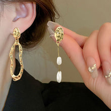 Load image into Gallery viewer, Geometric Asymmetrical Pearl Earrings 925 Silver Needle Baroque Style Simulated Pearl Irregular Drop Stud Earrings For Women Girls Party Jewelry Gifts
